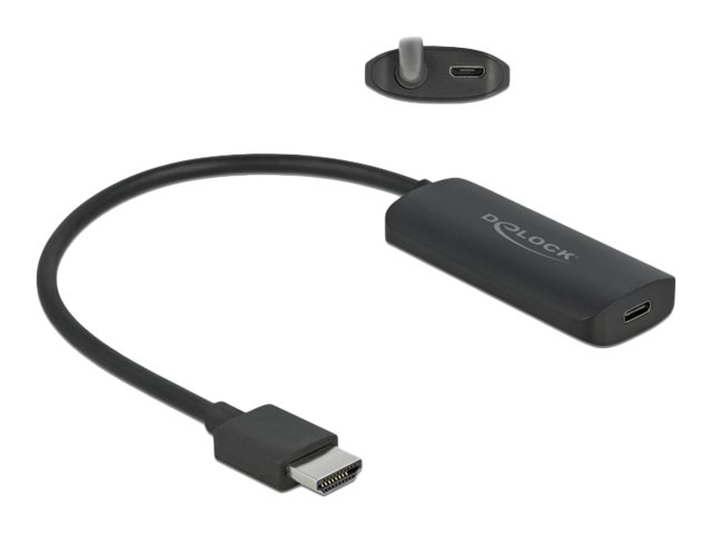 Delock Videoadapter - HDMI, Mikro-USB Typ B (nur Strom)zu USB-C weiblich - 24 cm - Schwarz - Unterstützung für 4K60Hz (3840 x 2160) - Lontium LT6711A chipset