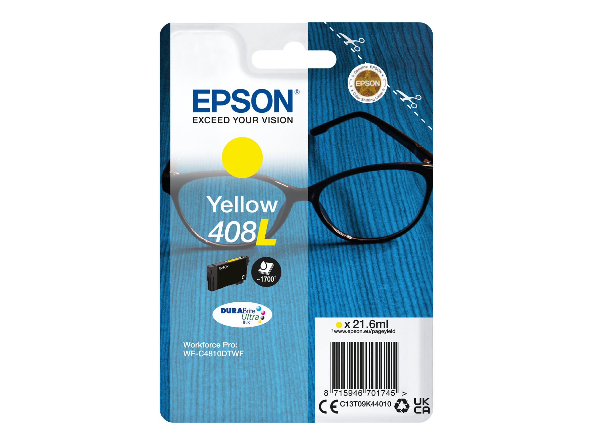Epson 408L - 21.6 ml - Gelb - original - BlisterverpackungTintenpatrone - für WorkForce Pro WF-C4810DTWF