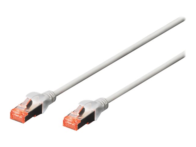 DIGITUS CAT 6 S/FTP Patchkabel, 10 Stückzu RJ-45 (M) - 5 m - SFTP - PiMF - CAT 6e - IEEE 802.3 - halogenfrei - geformt - ohne Haken - Grau (Packung mit 10)