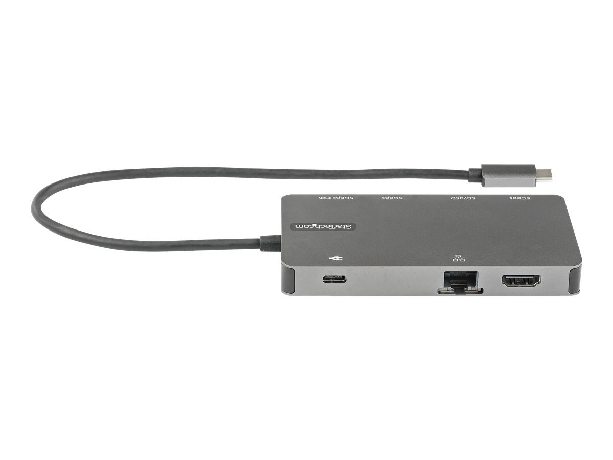 StarTech.com USB C Multiport Adapter - USB C auf HDMI 4K 30Hz/VGA Reiseadapter/Docking station - 5Gbit/s USB 3.0 Hub (USB A/USB C)100W PD - SD/Micro SD Kartenleser - GbE - 30cm Kabel (DKT30CHVSDPD) -
