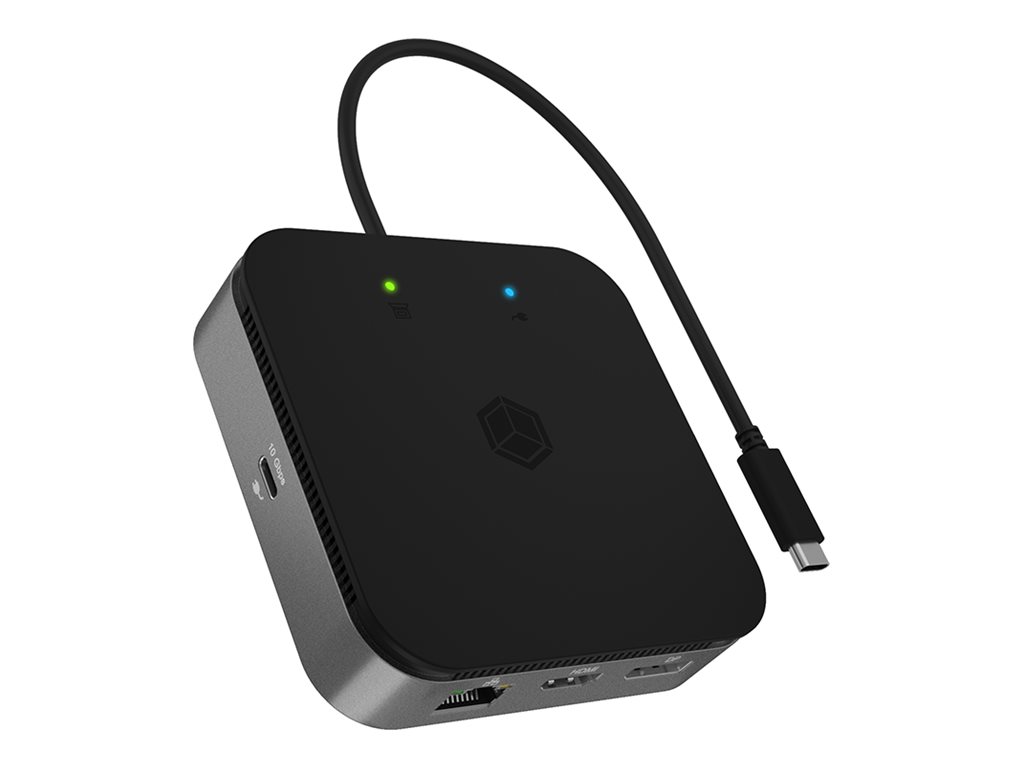 ICY BOX IB-DK408-C41, 7 in 1 Mobil DockingStation USB4® Type-C® auf 1x DisplayPort™ 1.4, 1x HDMI® 2.1, Gigabit LAN, 3x USB 3.2 Gen 2 Type-A, 1x Audiokombo- un, Kabelgebunden, USB4, 60 W, 3,5 mm, 10,10