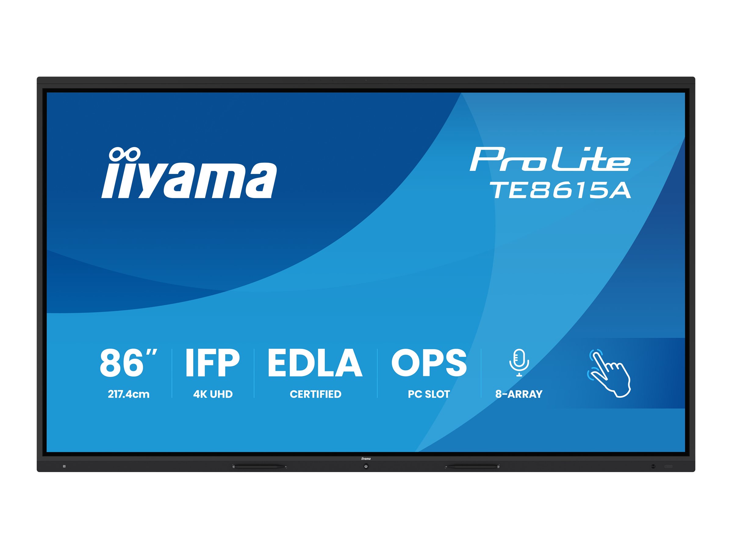 Iiyama ProLite TE8615A-B2AG - 218 cm (86") Diagonalklasse (217.4 cm (85.6")sichtbar) LCD-Display mit LED-Hintergrundbeleuchtung - interaktive Digital Signage - mit Touchscreen (Multi-Touch) / 8-Mikrof