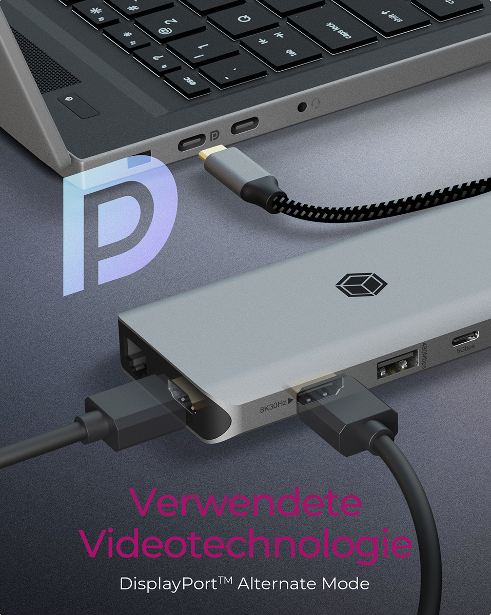 ICY BOX IB-DK4061-CPD - Dockingstation - USB-C2 x HDMI - 1GbE - 100 Watt
