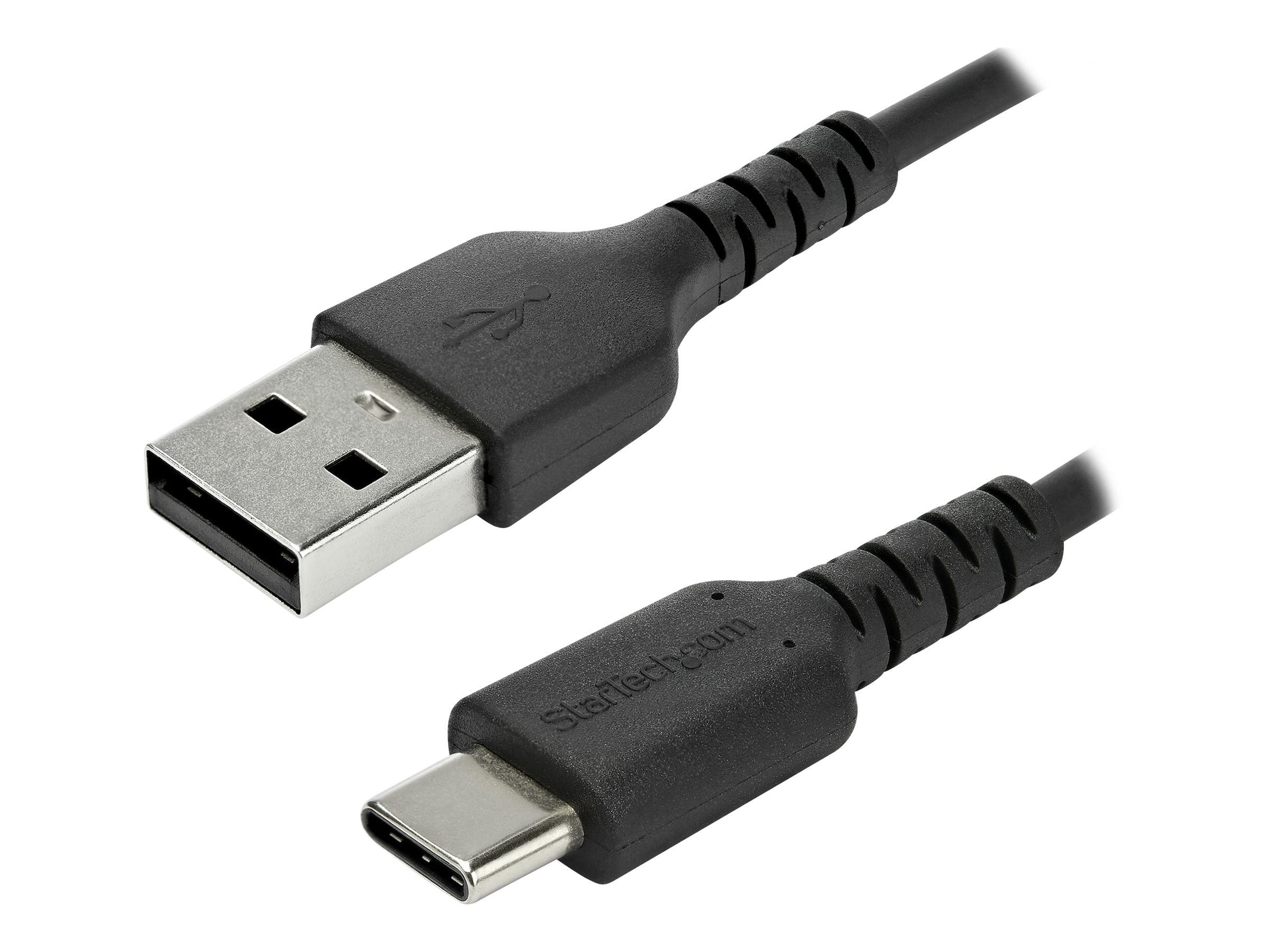 StarTech.com StarTech 2m USB-A auf USB-C Ladekabel - Dauerhaftes USB 2.0 auf USB Typ-C Datenübertragungs- und Schnellladekabel - Robuster TPE-Mantel Aramidfaser, M/M, 3A - Schwarz (RUSB2AC2MB)USB-Kabe