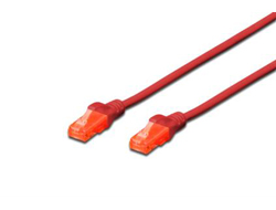 DIGITUS CAT 6 U/UTP Patchkabel - LSZHzu RJ-45 (M) - 10 m - UTP - CAT 6e - IEEE 802.3 - halogenfrei - geformt - ohne Haken - Rot