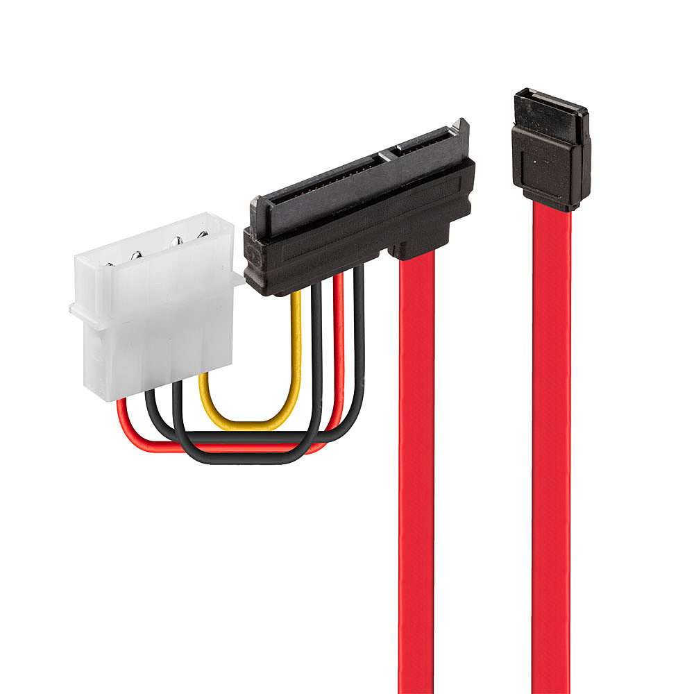 Lindy SATA-Kabel - interne Stromversorgung, 4-polig, SATA zu SATA Combo (W)30 cm - Rot
