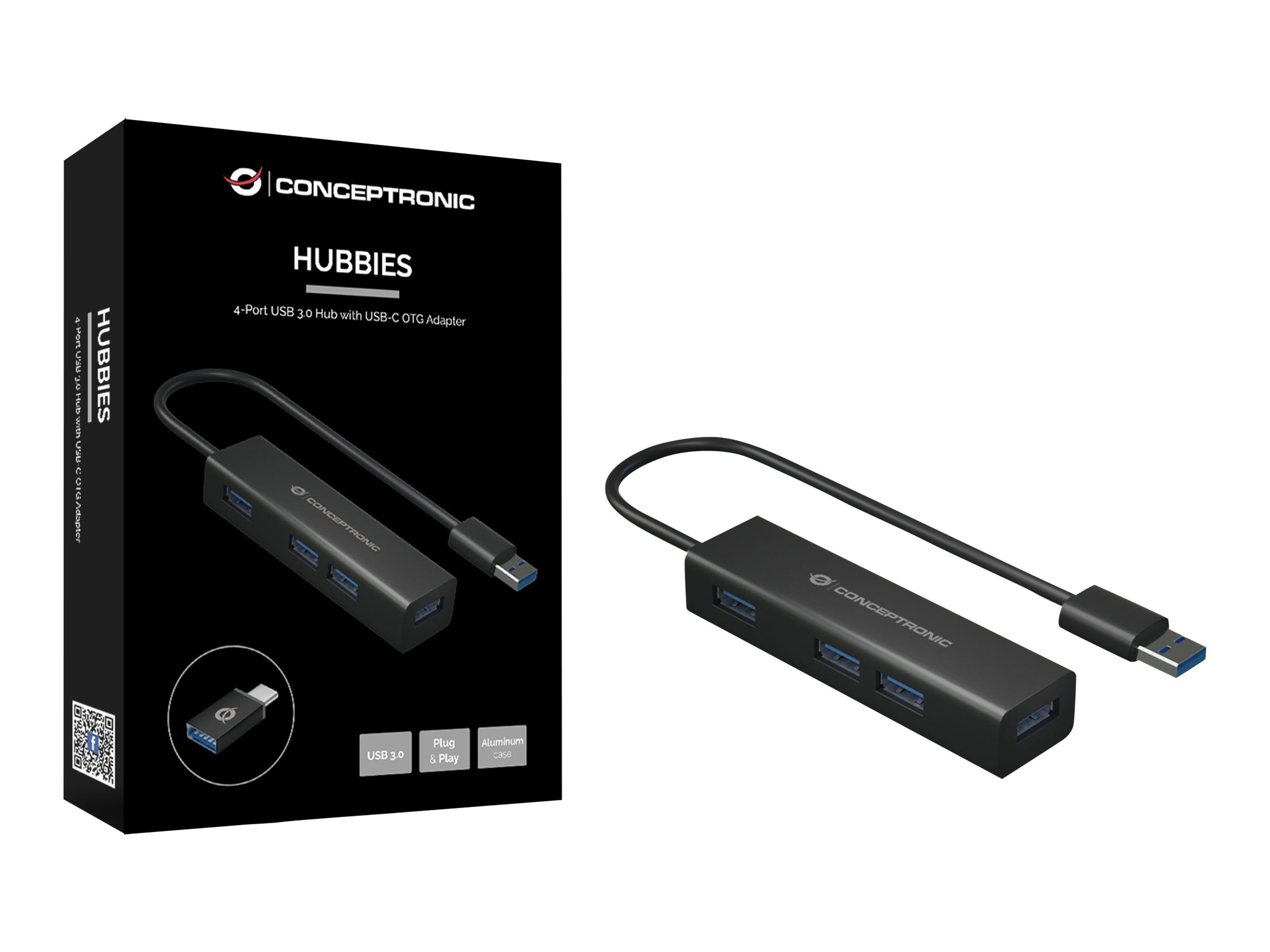 Conceptronic HUBBIES06B - Hub - 4 x SuperSpeedUSB 3.0 - Desktop