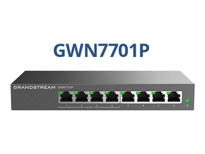 Grandstream GWN7700 Series GWN7701P - Switch - unmanaged - 8 x 10/100/1000 (4 PoE)8-Port - Ethernet - Power over Ethernet - RJ-45 - Unmanaged - MDI Port-Erkennung - 3 HE