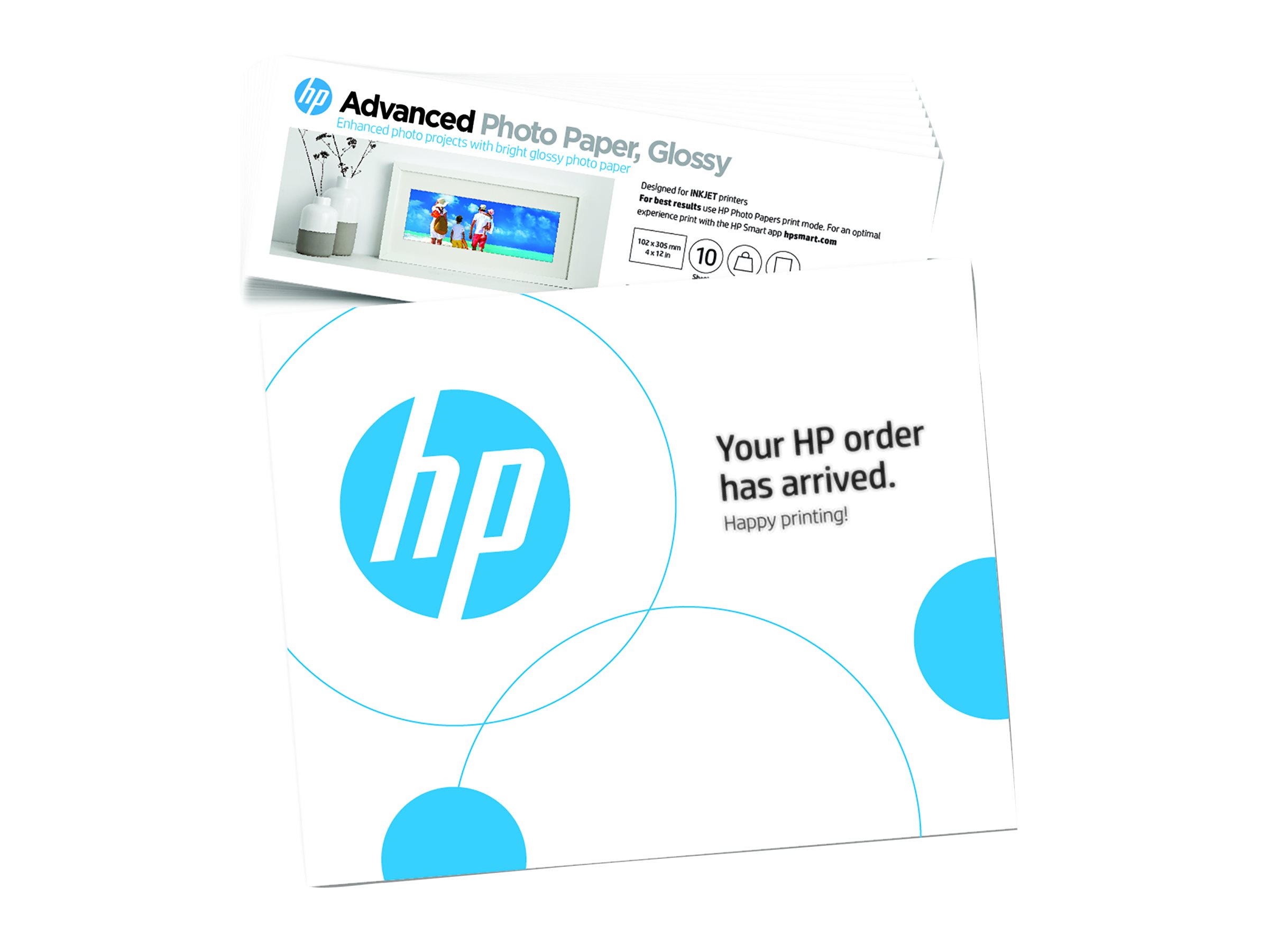 HP Advanced - Glänzend - 10,5 mil - 102 x 305mm - 250 g/m² - 65 Pfund - 10 Blatt Fotopapier - für ENVY Inspire 7920e
