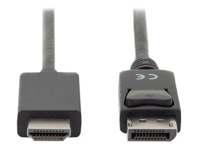 DIGITUS DisplayPort Adapterkabel, DP - HDMI Typ AVerriegelung zu HDMI männlich - 3 m - Dreifachisolierung - Schwarz - geformt - 4K Unterstützung - Druckknopf