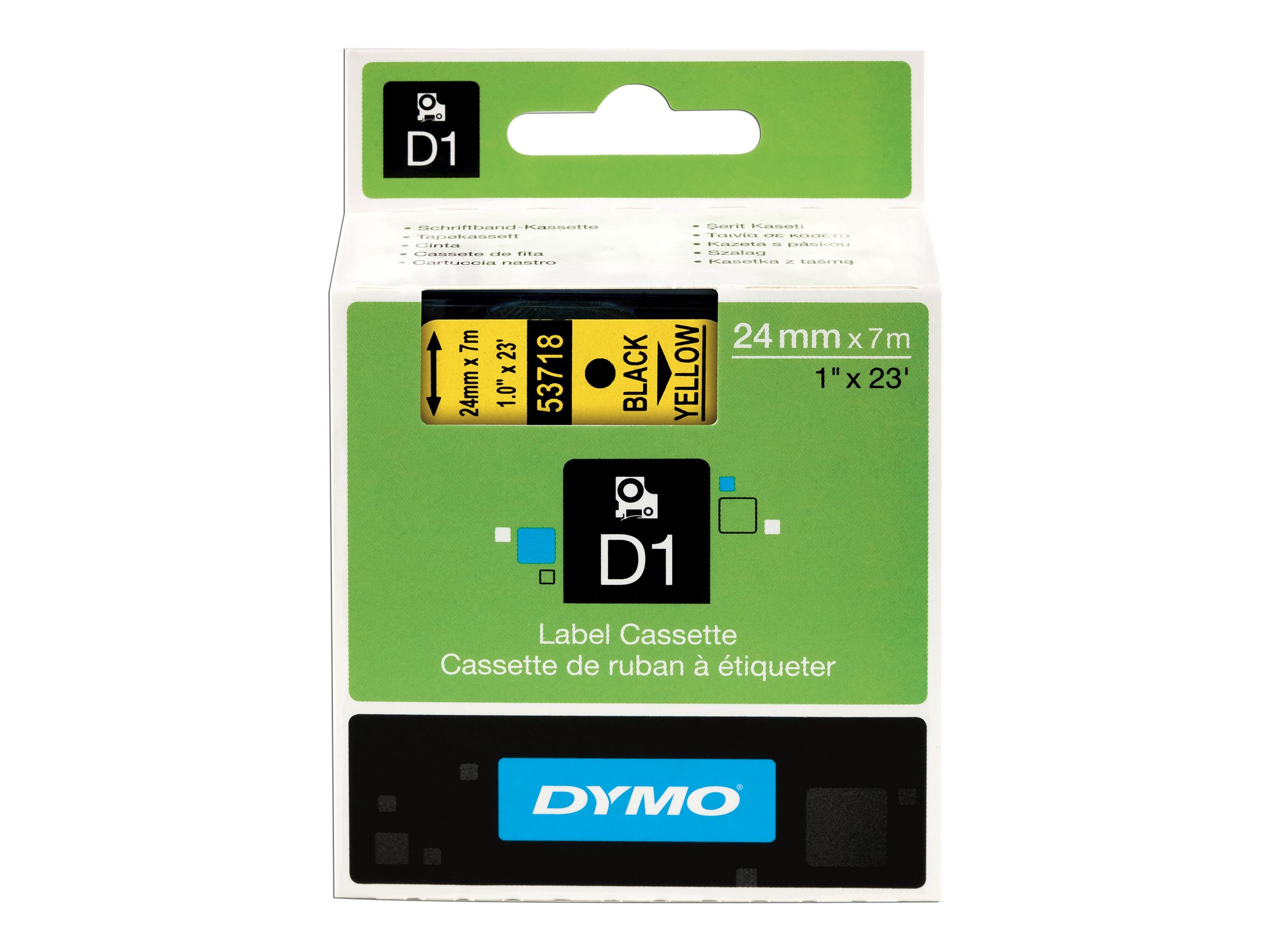 Dymo D1 - Selbstklebend - Schwarz auf Gelb - Rolle (2,4 cm x 7 m)1 Kassette(n) Etikettenband - für LabelMANAGER 500TS - PnP