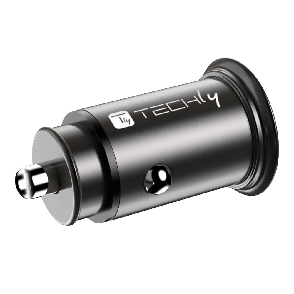 Techly Auto-Netzteil - 38 Watt - 3 A - Fast Charge 3.0 - 2 Ausgabeanschlussstellen (USB, 24 pin USB-C)Schwarz
