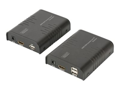 DIGITUS HDMI KVM IP Extender SetSet - KVM-/Audio-Extender - 100Mb LAN - USB - bis zu 120 m