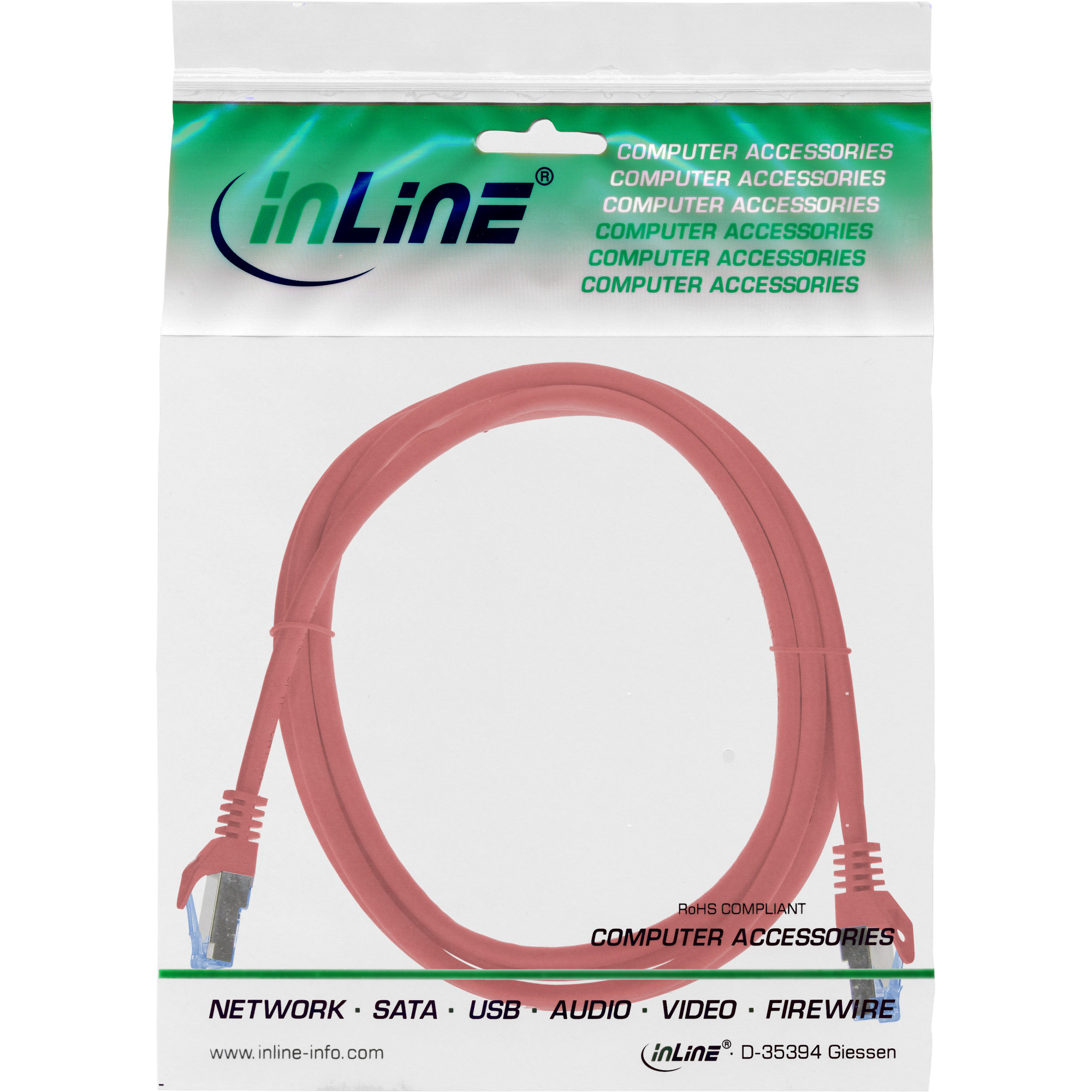 InLine Patchkabel - Cat.6A - S/FTP - TPE (LSZH) - CCA - rot - 1,5m1.5 m - 6 mm - S/FTP - PiMF - CAT 6a - IEEE 802.3bt - halogenfrei - ohne Haken - verseilt - Rot