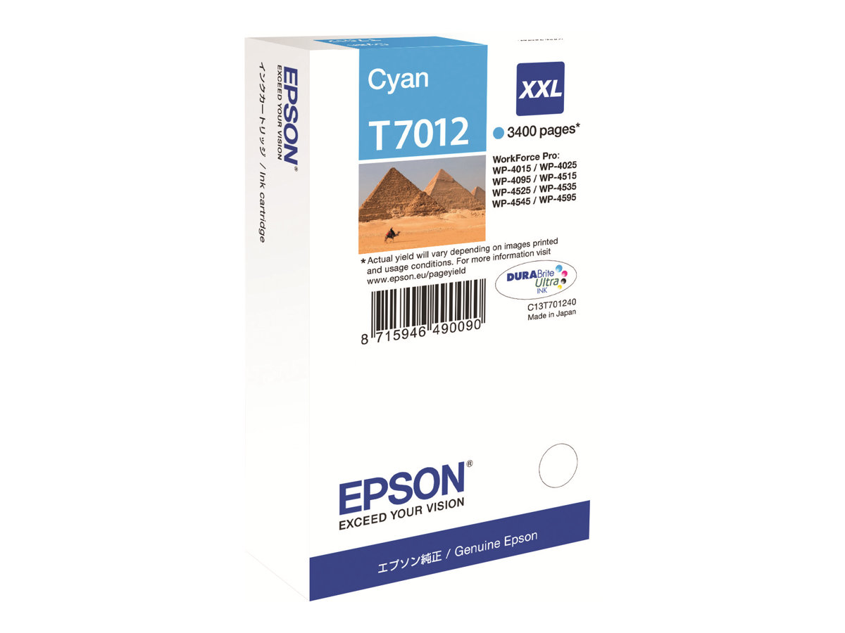 Epson T7012 - 34.2 ml - Größe XXL - Cyan - originalBlisterverpackung - Tintenpatrone - für WorkForce Pro WP-4015 DN - WP-4095 DN - WP-4515 DN - WP-4525 DNF - WP-4595 DNF