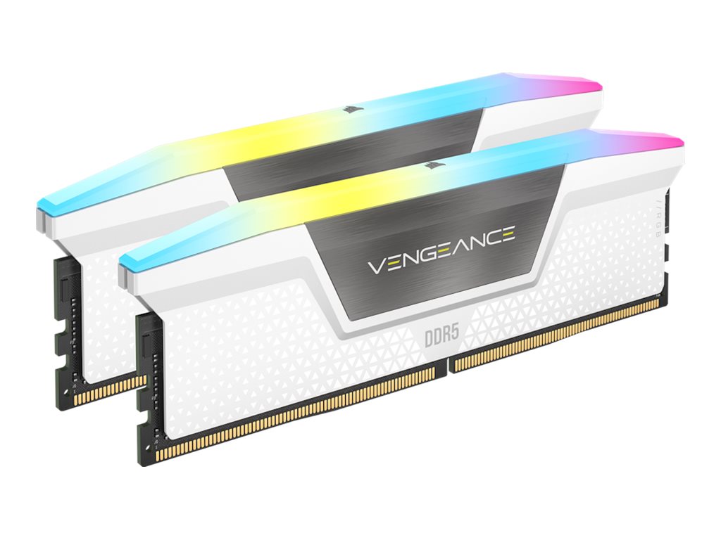 Corsair Vengeance RGB - DDR5 - Kit - 32 GB: 2x 16 GB - DIMM 288-PIN - 6400 MT/s / PC5-51200 - CL36 - 1.35 V - ungepuffert - weiß