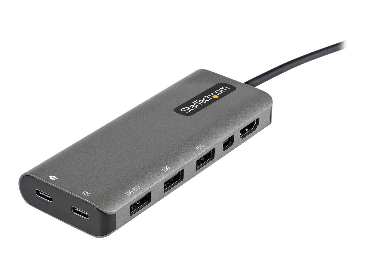 StarTech.com USB-C Multiport Adapter - USB-C auf HDMI oder Mini DisplayPort 4K 60Hz, 100W Power Delivery Pass-Through, 4-Port 10 Gbit/s USB Hub - USB Typ-C Mini Dock - 30cm Kabel (DKT31CMDPHPD)Docking
