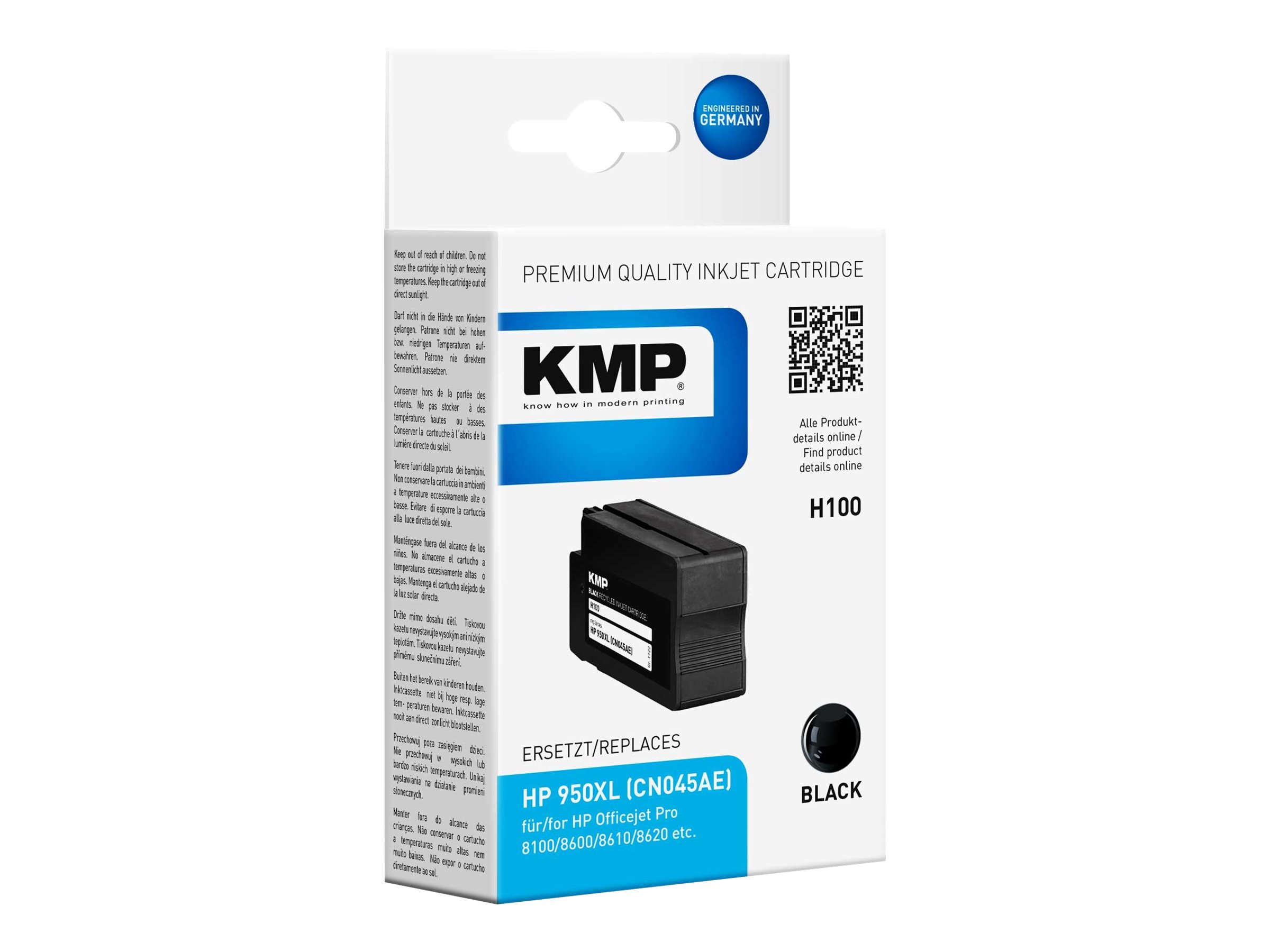 KMP H100 - 80 ml - Schwarz - kompatibel - Tintenpatrone (Alternative zu: HP 950XL, HP CN045AE)für HP Officejet Pro 251dw - 276dw - 8100 - 8600 - 8610 - 8615 - 8616 - 8625 - 8630 - 8640