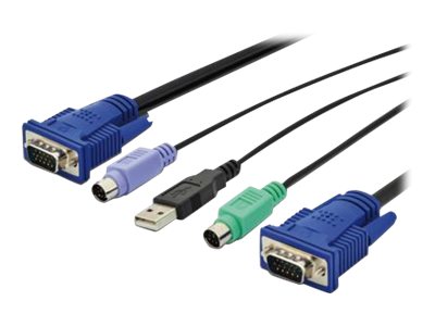DIGITUS KVM-Kabel USB für KVM-Konsolen(M) zu USB - HD-15 (VGA) (M) - USB 2.0 - 1.8 m - Schwarz