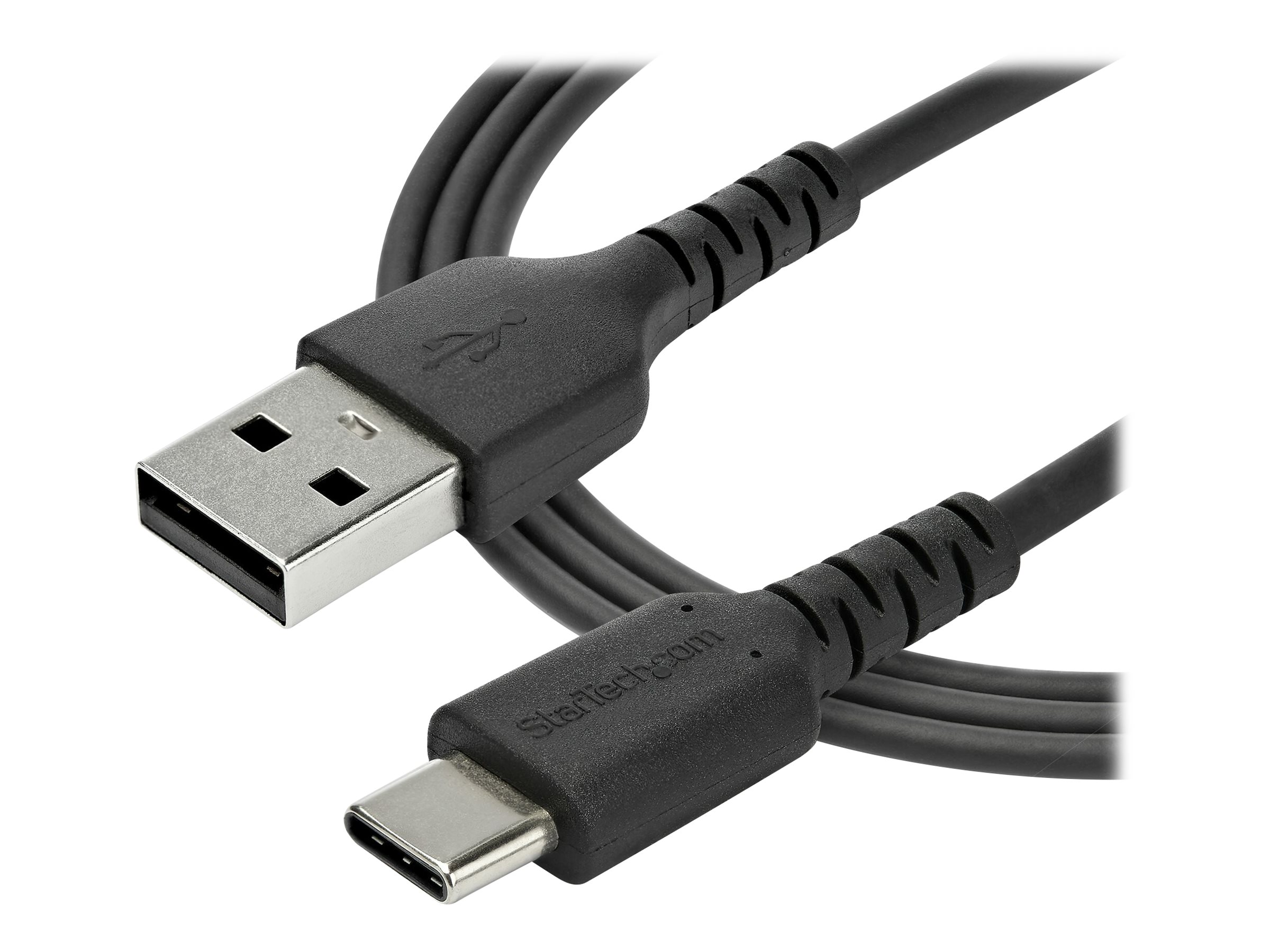 StarTech.com StarTech 2m USB-A auf USB-C Ladekabel - Dauerhaftes USB 2.0 auf USB Typ-C Datenübertragungs- und Schnellladekabel - Robuster TPE-Mantel Aramidfaser, M/M, 3A - Schwarz (RUSB2AC2MB)USB-Kabe