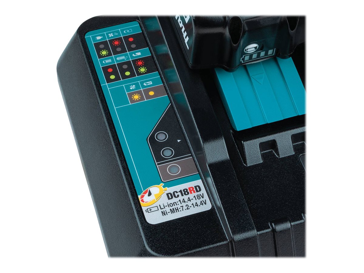 Makita DC18RD - Batterieladegerät - 2 x Batterienladen - für Makita DCS553 - DGA514 - DGA901 - DHP453 - DHP482 - DHS630 - DLW140 - DLX3179 - DML815; LXT DBN500