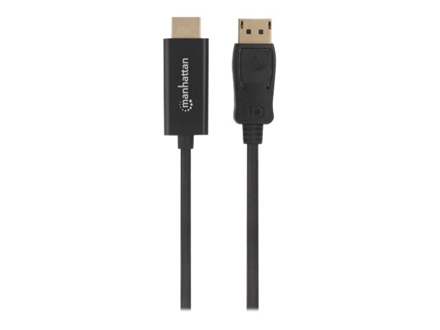 IC Intracom Manhattan DisplayPort 1.2 to HDMI Cable, 4K@60Hz1.8m - Male to Male - DP With Latch - Black - Not Bi-Directional -  - Polybag - Adapterkabel - DisplayPort männlich eingerastet zu HDMI männ