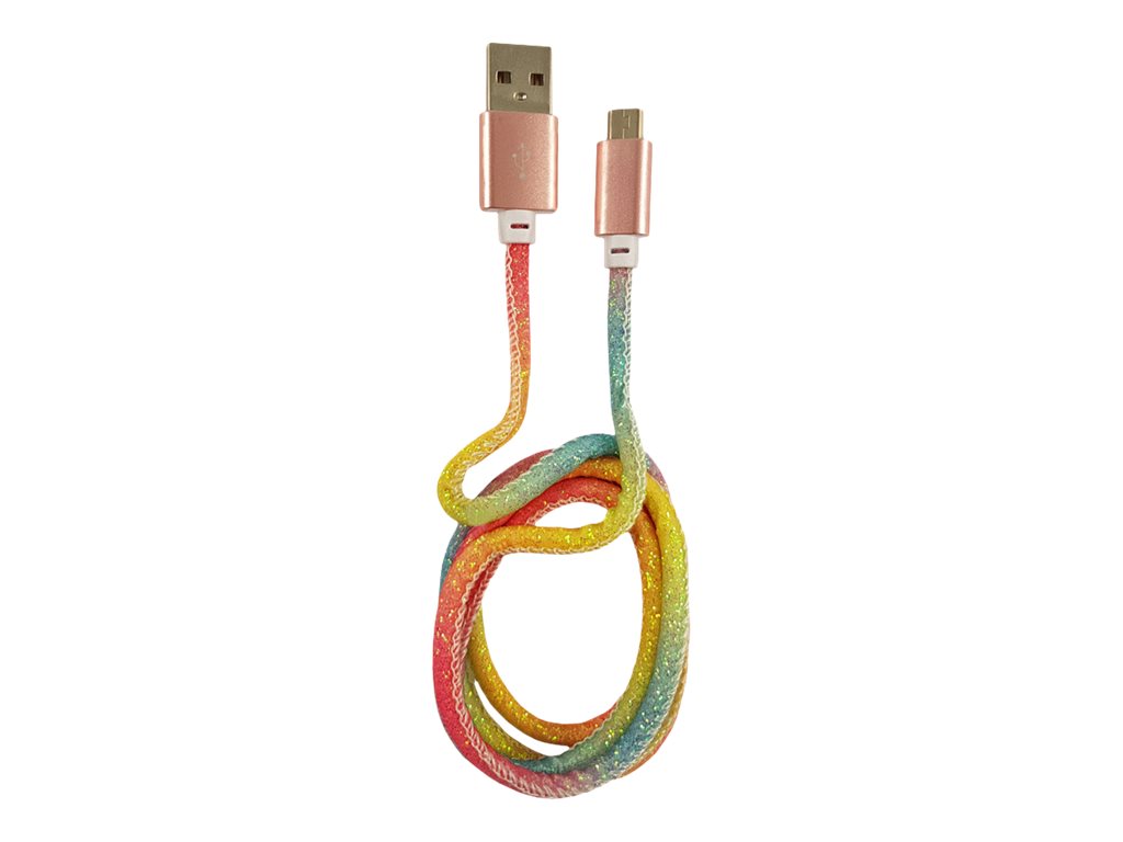 LC-Power USB-Kabel - USB (M) zu Micro-USB Typ B (M)2 A - 1 m - Rainbow Glitter
