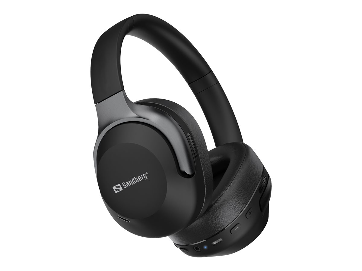 SANDBERG Kopfhörer mit Mikrofon - ohrumschließendBluetooth - kabellos - kabelgebunden - aktive Rauschunterdrückung - 3,5 mm Stecker