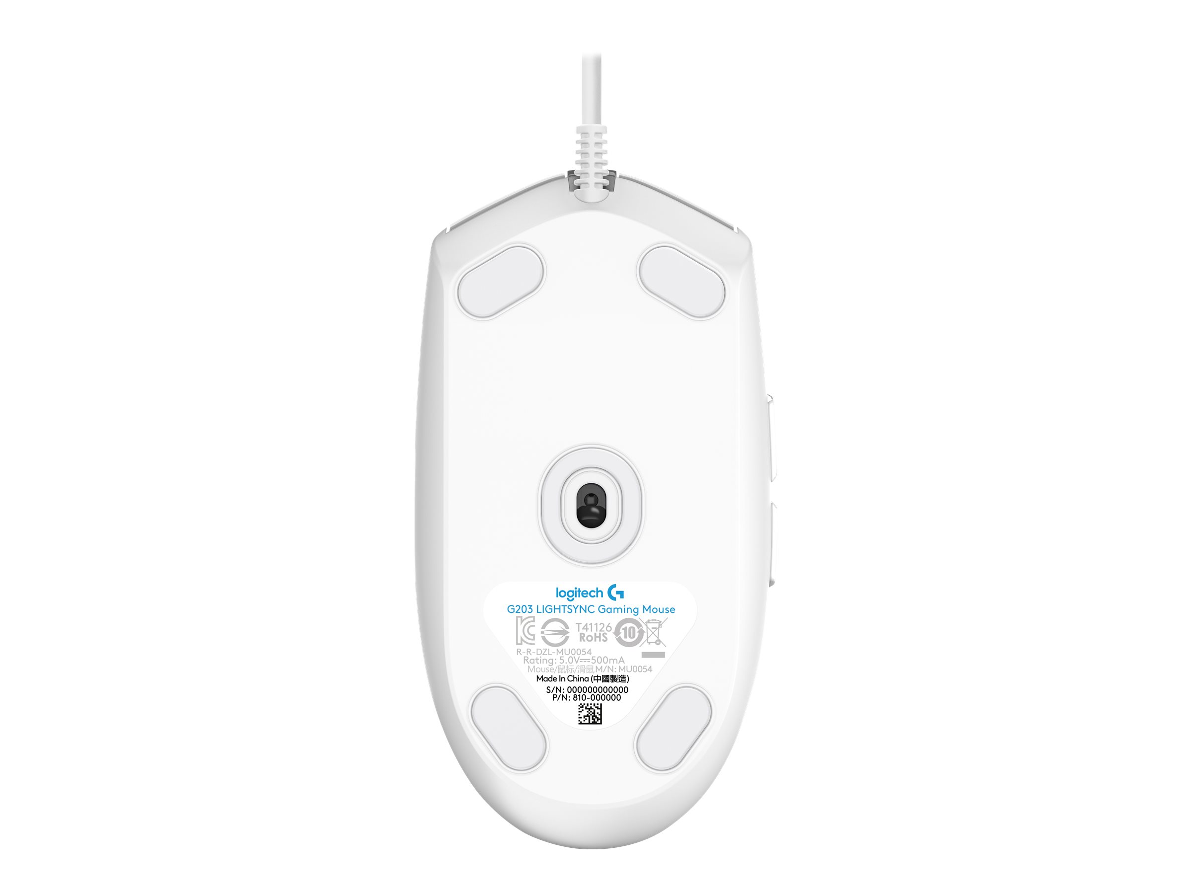 Logitech Gaming Mouse G203 LIGHTSYNC - Mausoptisch - 6 Tasten - kabelgebunden - USB - weiß