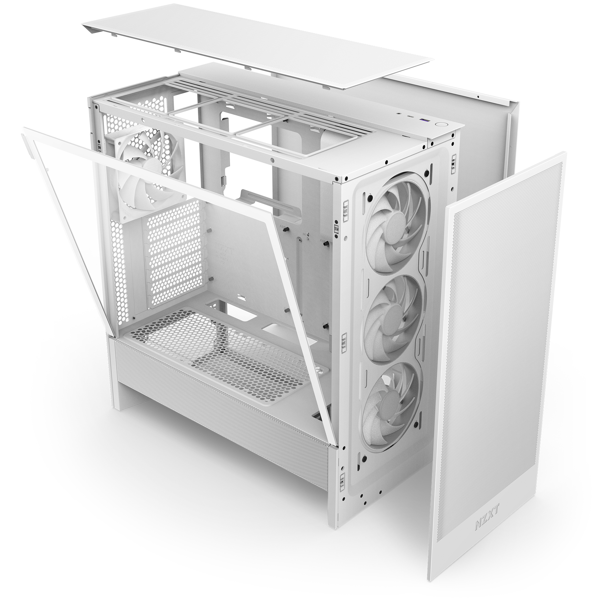NZXT H series H5 Flow - Mid tower - E-ATX - Seitenteil mit Fenster (gehärtetes Glas)keine Spannungsversorgung - weiß - USB/Audio