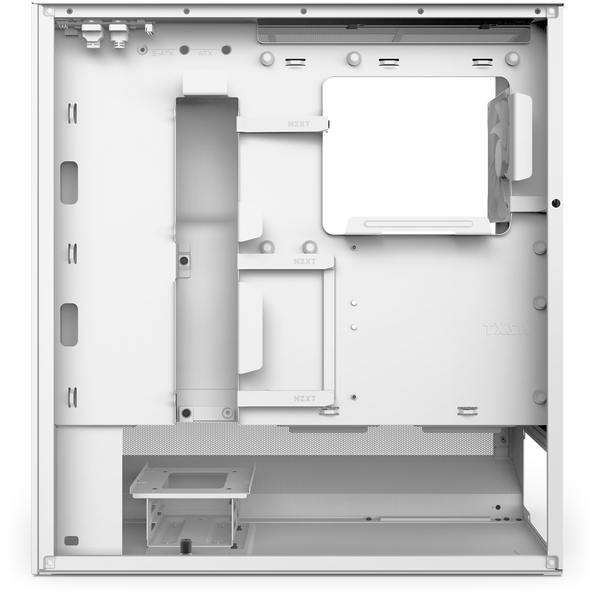 NZXT H series H5 Flow - Mid tower - E-ATX - Seitenteil mit Fenster (gehärtetes Glas)keine Spannungsversorgung - weiß - USB/Audio