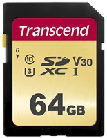 Transcend 500S - Flash-Speicherkarte - 64 GBVideo Class V30 / UHS-I U3 / Class10 - SDXC UHS-I