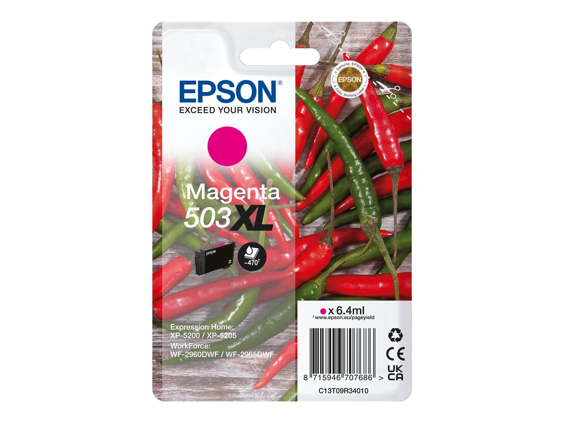 Epson 503XL - 6.4 ml - XL - Magenta - originalBlister mit RF- / akustischem Alarmsignal - Tintenpatrone - für Expression Home XP-5200 - XP-5205; WorkForce WF-2960DWF - WF-2965DWF