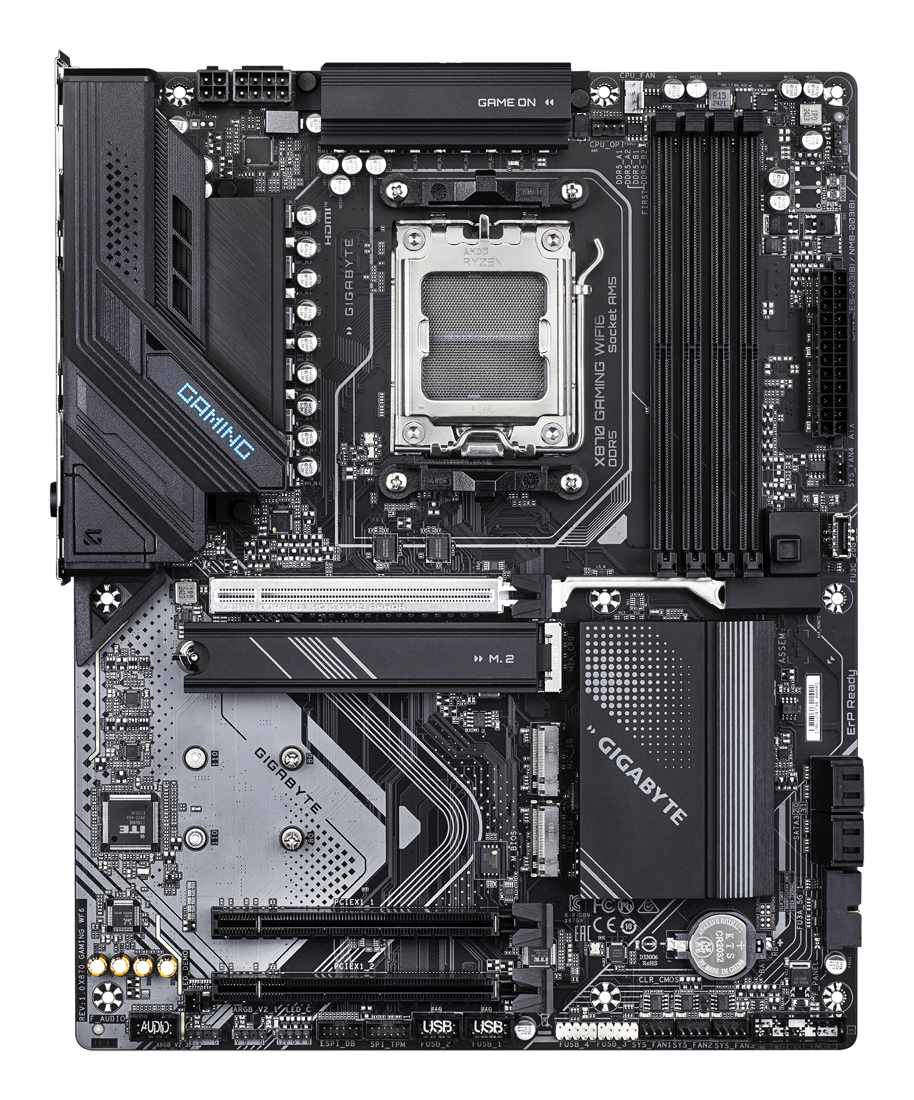 Gigabyte X870 GAMING WIFI6 - Motherboard - ATX - Socket AM5 - AMD X870 Chipsatz - USB4, USB 3.2 Gen 2, USB 3.2 Gen 1, USB-C 3.2 Gen 2x2 - 2.5 Gigabit LAN, Wi-Fi 6, Bluetooth - Onboard-Grafik (CPU erfo