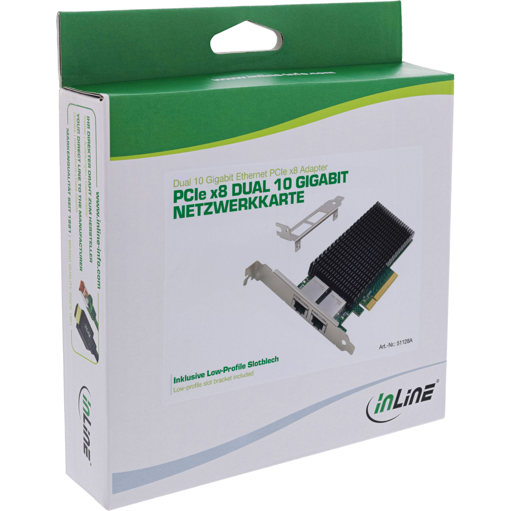 InLine Dual 10-Gigabit Netzwerkkarte - 2x RJ45 10Gb/s - PCIe x81/10GBase-T x 2