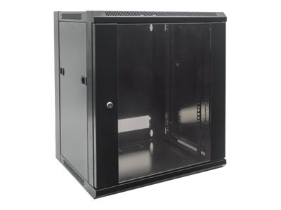 Intellinet Network Cabinet, Wall Mount (Standard), 12U, Usable Depth 410mm/Width 510mm, Black, Flatpack, Max 60kg, Metal & Glass Door, Back Panel, Removeable Sides,Suitable also for use on desk or flo