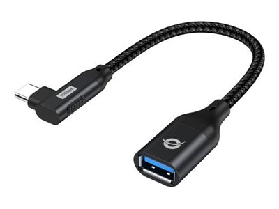 Conceptronic USB-Kabel - USB-C (M) gewinkelt zu USB Typ A (W)USB 3.2 Gen 2 - 3 A - 20 cm - bis zu 10 Gbps Datentransferrate - USB On-The-Go (OTG) - Schwarz