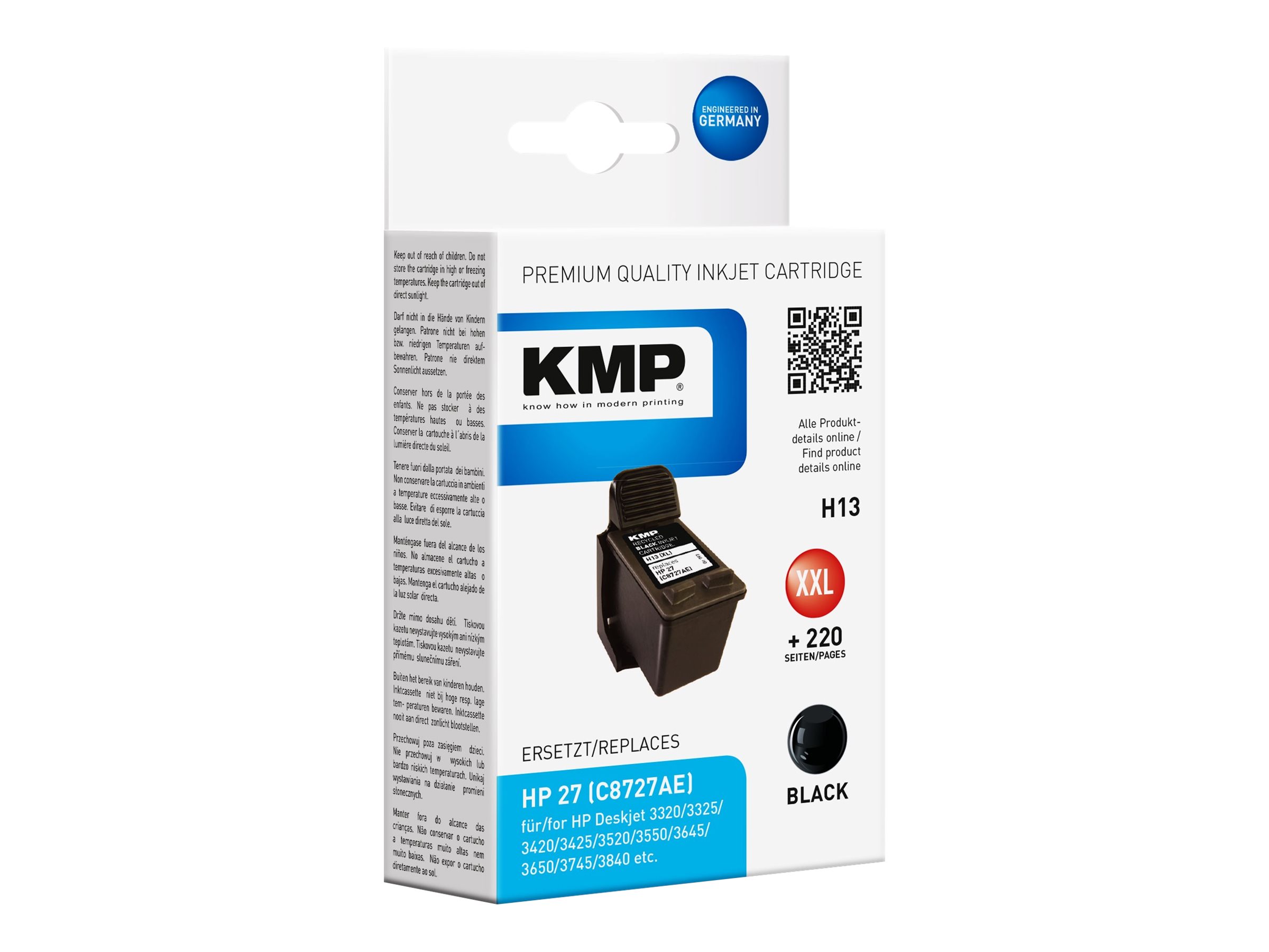 KMP H13 - 19 ml - Schwarz - kompatibel - Tintenpatrone (Alternative zu: HP 27, HP C8727AE)für HP Deskjet 3420 - 3420v