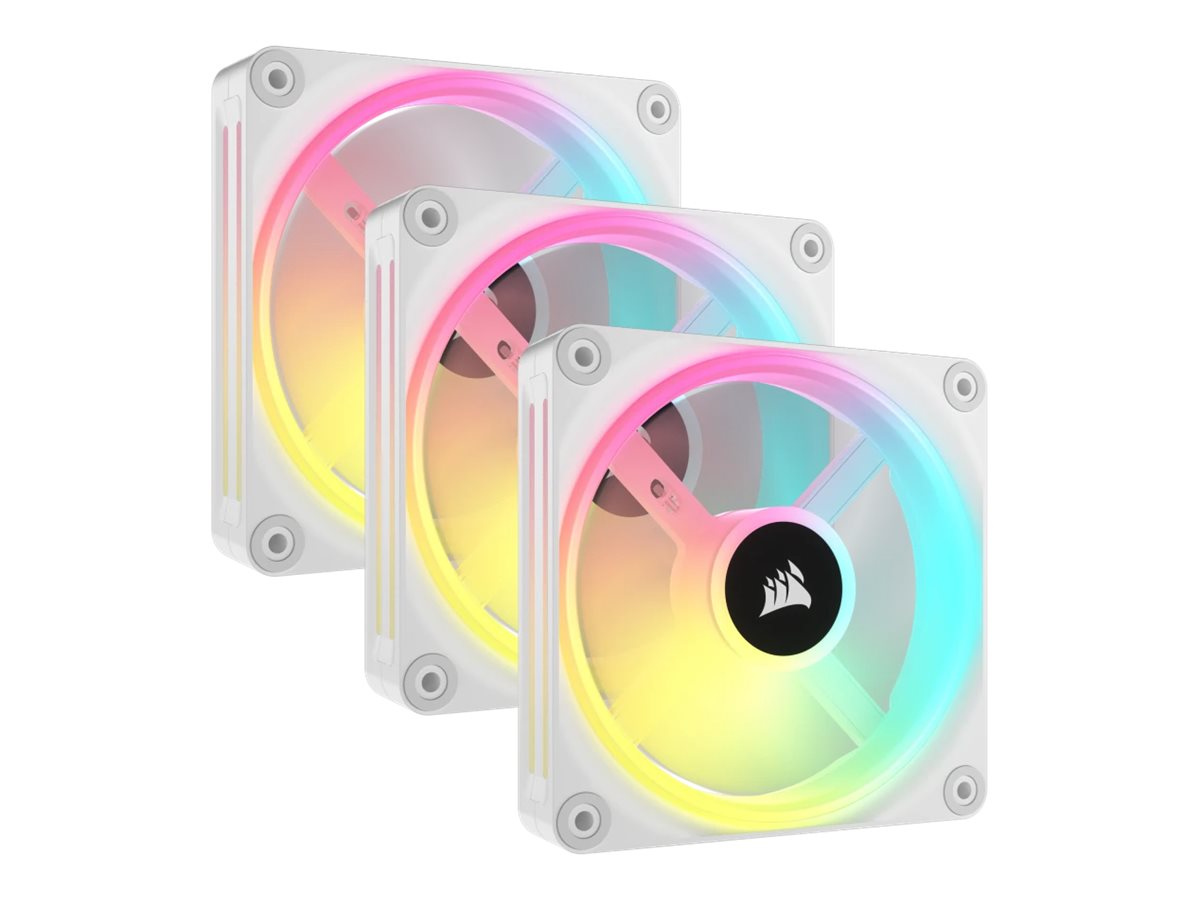 Corsair iCUE LINK QX120 RGB - Gehäuselüfter - mit Temperatursensor - 120 mm - weiß (Packung mit 3)400 rpm - 12 V - 63,1 cfm - Gummi/Silikon