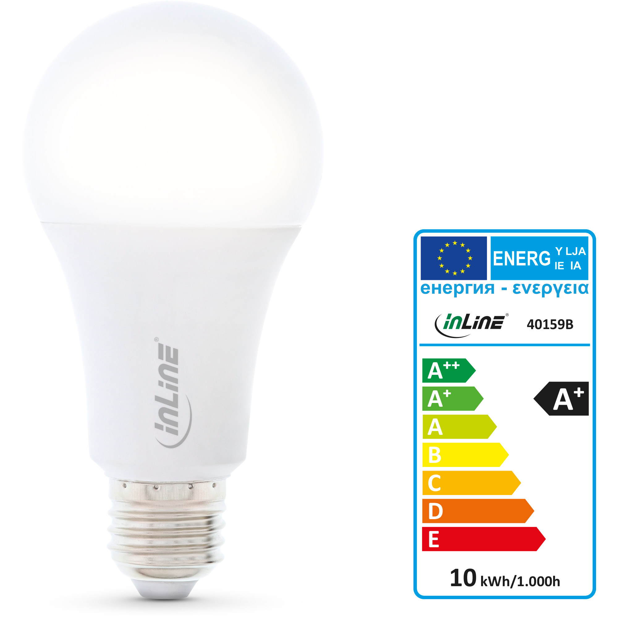 InLine SmartHome LED Lampe RGB E27 - 900LMA+ - RGB/warmweißes Licht/kaltweißes Licht - 2700-6500 K
