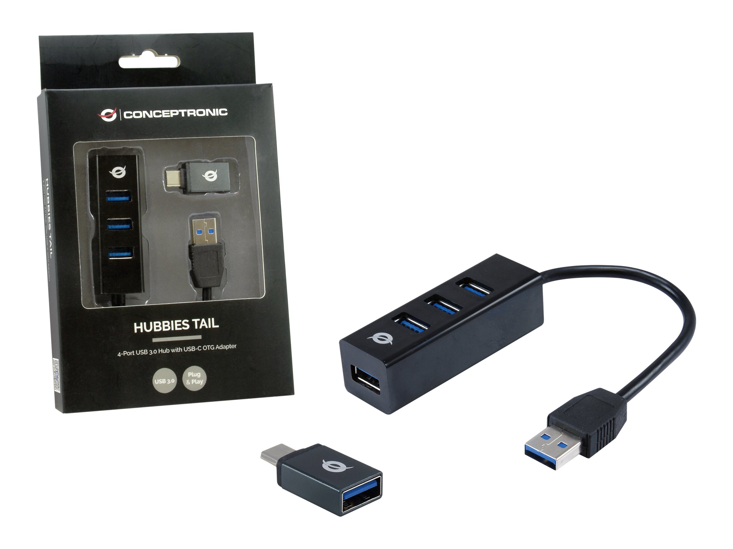 Conceptronic HUBBIES TAIL - Hub - 4 x SuperSpeedUSB 3.0 - Desktop
