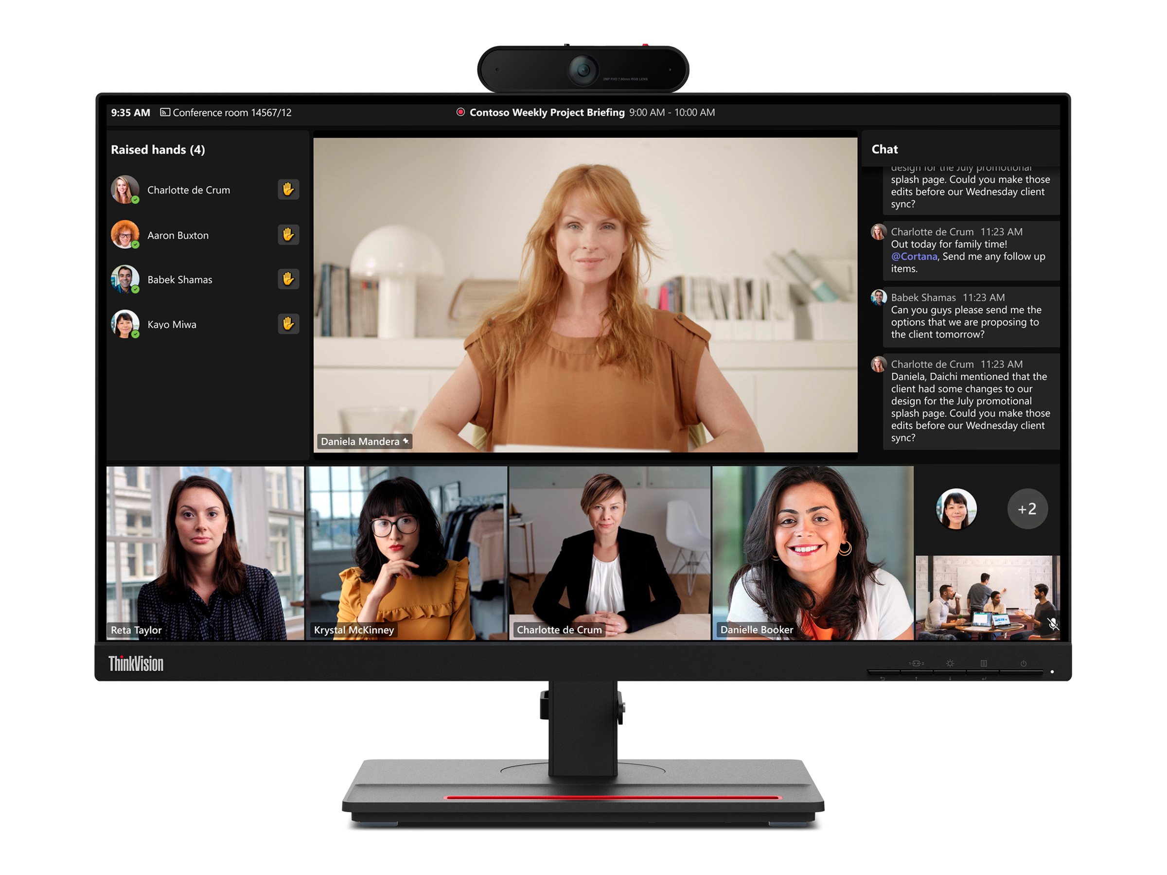 Lenovo ThinkVision T24m-29 - LED-Monitor - 60.5 cm (24")(23.8" sichtbar) - 1920 x 1080 Full HD (1080p) - IPS - 250 cd/m² - 1000:1 - 4 ms - HDMI - DisplayPort - USB-C - Raven Black - für ThinkCentre M9