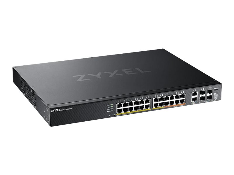 ZyXEL XGS2220 Series XGS2220-30HP - Switch - 24-Port GbE L3 Access, NebulaFLEX Cloud, mit 6 10G Uplink - managed - 16 x 10/100/1000 (PoE+)+ 8 x 10/100/1000 (PoE++) + 2 x 1/2.5/5/10 (PoE++) + 4 x 10 Gi