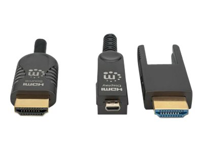 Manhattan HDMI to Micro HDMI Plenum-Rated Cable, 4K@60Hz (Premium High Speed)30m - Active - Detachable HDMI Male (Type A) - Male to Male - Black - Gold Plated Contacts -  - Polybag - Highspeed - Kit H