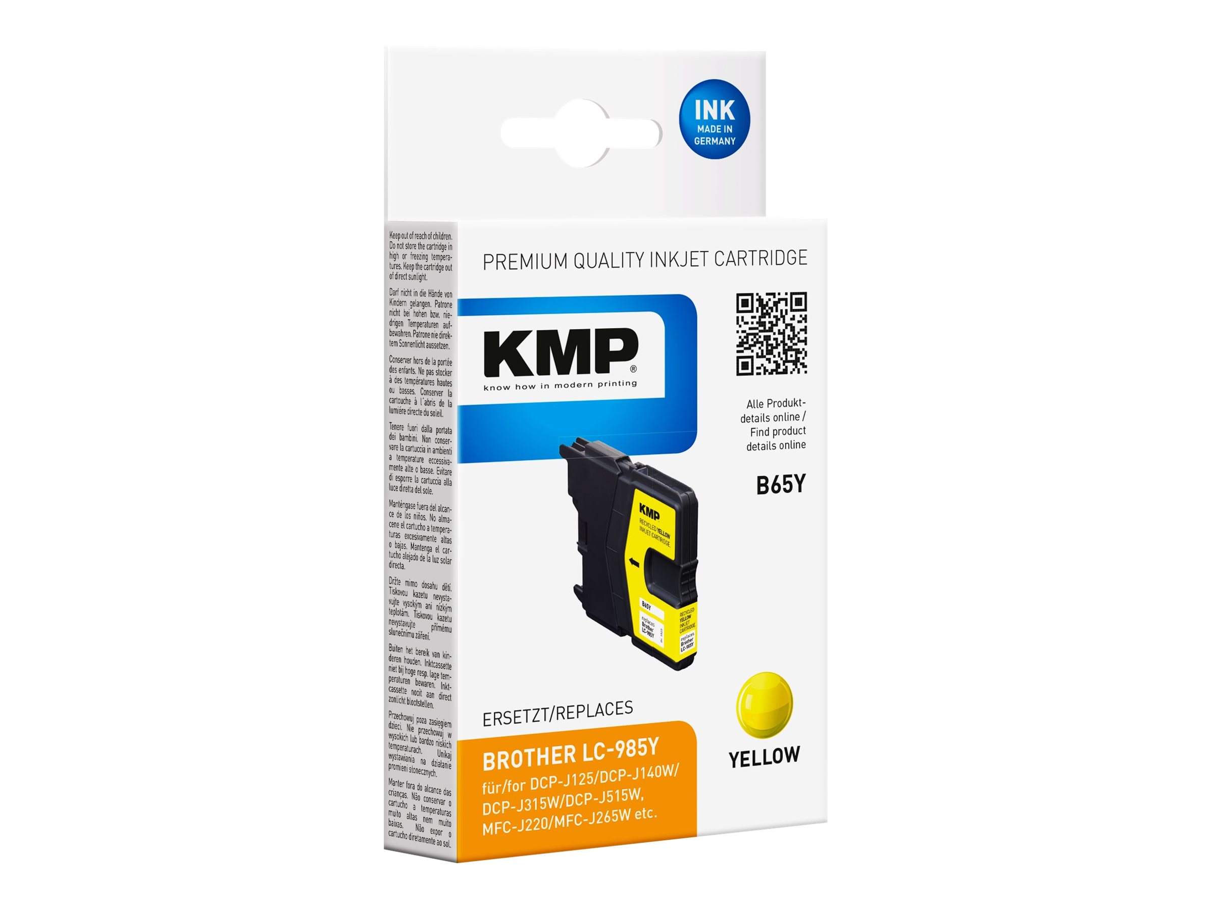 KMP B65Y - 4.4 ml - Gelb - kompatibel - wiederaufbereitet - Tintenpatrone (Alternative zu: Brother LC985Y)für Brother DCP-J140W - DCP-J315W - DCP-J515W - MFC-J410
