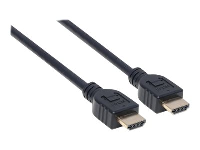 Manhattan HDMI Cable with Ethernet (CL3 rated, suitable for In-Wall use), 4K@60Hz (Premium High Speed)1m - Male to Male - Black - Ultra HD 4k x 2k - In-Wall rated - Fully Shielded - Gold Plated Contac
