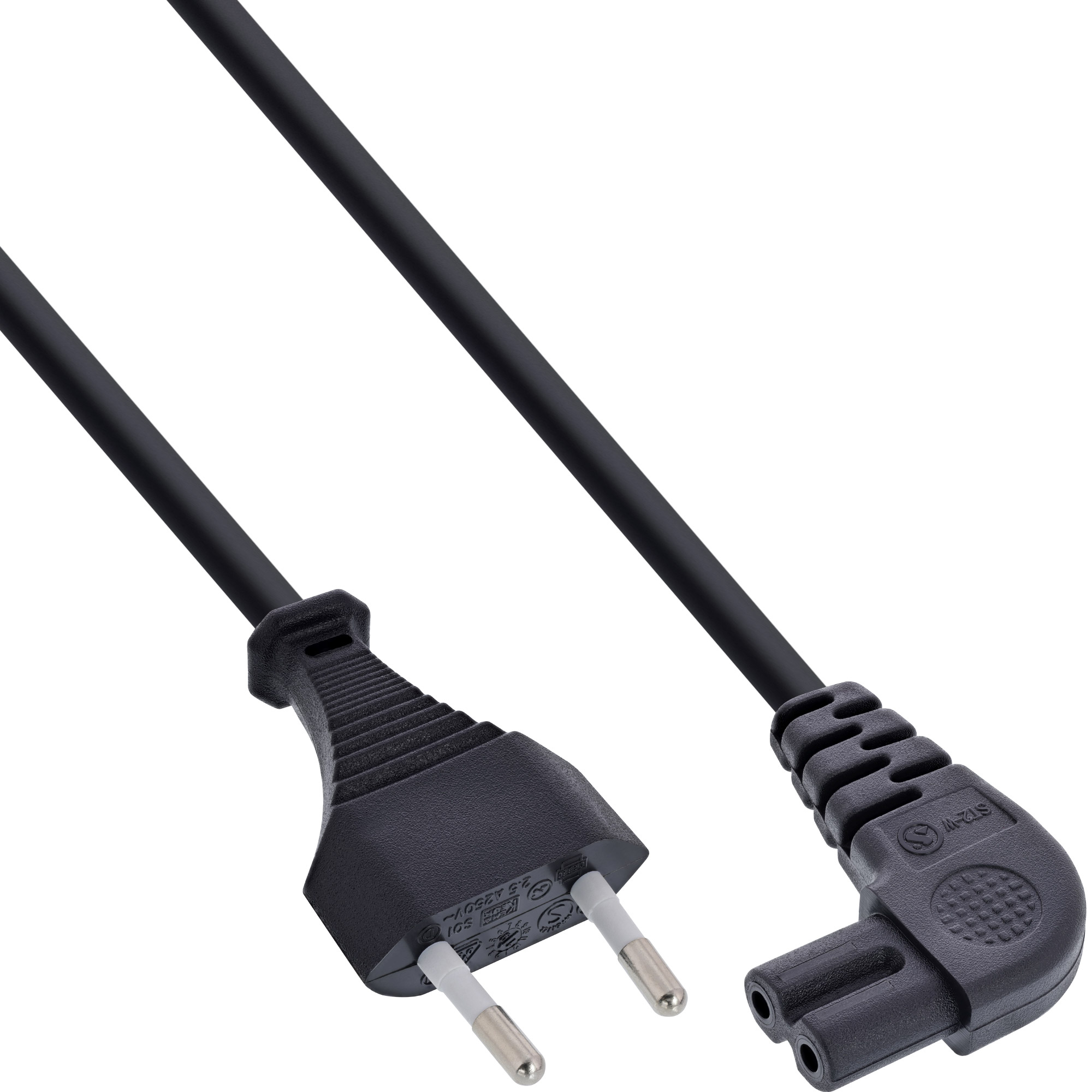 InLine Netzkabel - Netzstecker auf Euro 8 C7 Stecker - gewinkelt - 0,3mIEC 60320 C7 gewinkelt - 30 cm - Schwarz
