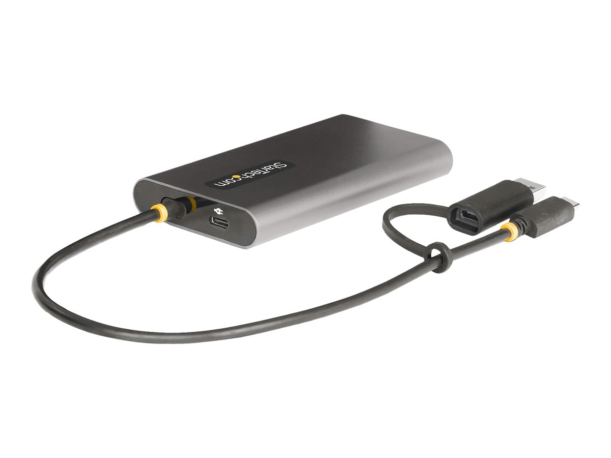 StarTech.com Startech USB-C Dual HDMI Adapter - USB-C/USBauf 2x 4K HDMI - 100W PD - Videoadapter - TAA-konform - USB Typ A - USB-C männlich zu 2 x 19 pin HDMI Type A - USB-C weiblich - 30 cm - Grau -