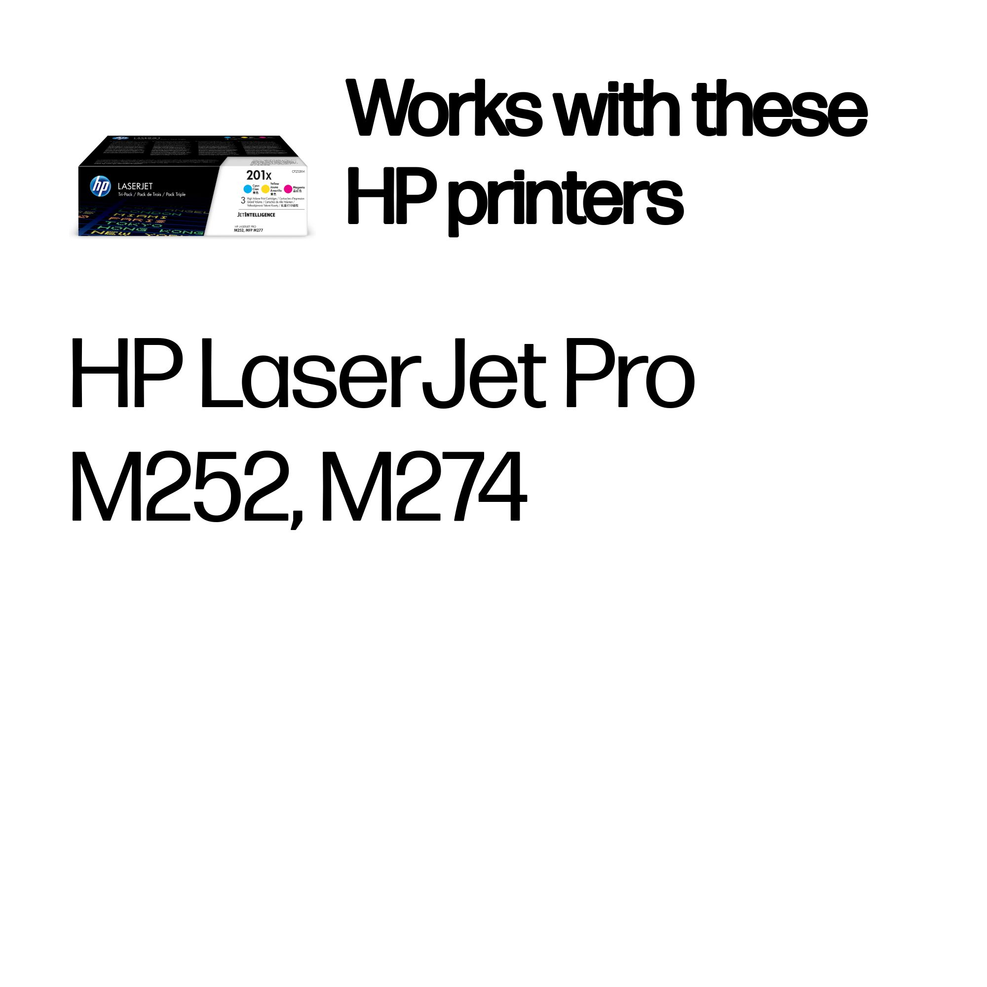 HP 201X - 3er-Pack - Hohe Ergiebigkeit - Gelb, Cyan, Magenta - original - LaserJet - Tonerpatrone (CF253XM)für Color LaserJet Pro M252n - MFP M274n - MFP M277c6 - MFP M277dw - MFP M277n
