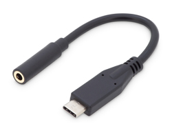 DIGITUS USB-C Audio Adapter / Konverter, USB-C/Stecker - 3.5mm Klinke/BuchseUSB-C männlich zu mini-phone stereo 3.5 mm weiblich - 20 cm - Schwarz